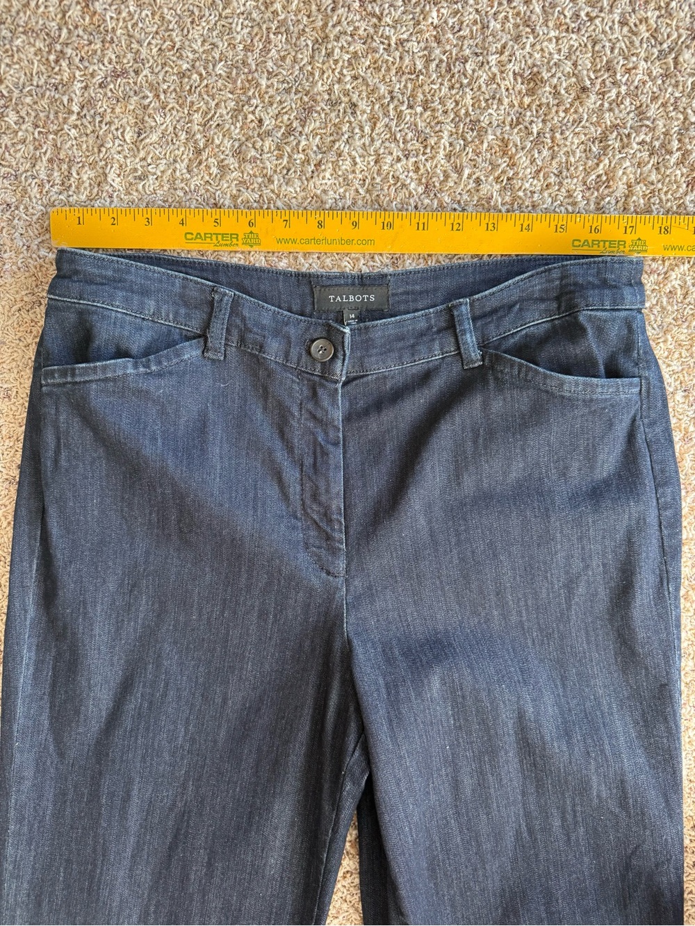 Talbots Womens Denim Wide Leg Trouser Jean 14 Dark Wash - Picture 7 of 14